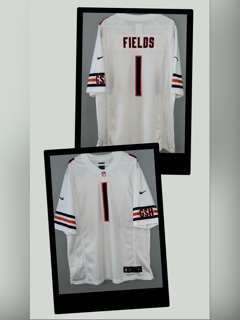 Chicago Bears #1 Justin Fields White Nike NFL On Field Away Football Jersey